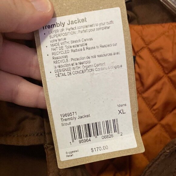 Prana Trembly Canvas Field Insulated Jacket. Brown w/ orange lining. XL.  Warm - Picture 3 of 5